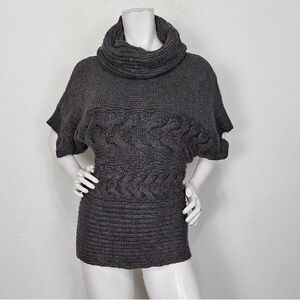 Dex Gray Cable Knit Cowl Neck Cozy Textured Chunky Soft Tunic Sweater Size M
